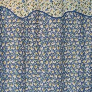 Laura Ashley Primrose Polyanthus Floral Blue/Yellow Shower Curtain w/ valance